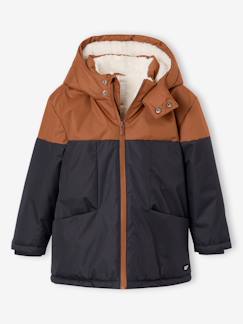 -Parka technique à capuche garçon doublée fausse fourrure