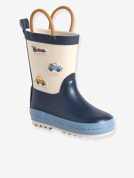 Gestreepte regenlaarzen voor baby groen, bedrukt+lichtblauw+marineblauw+marineblauw, gestreept - vertbaudet enfant 