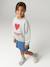Sweat fille col rond manches longues bleu chambray+gris chiné - vertbaudet enfant 