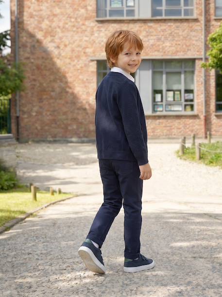 Chinobroek jongens, eenvoudig aan te trekken beige+marineblauw - vertbaudet enfant 