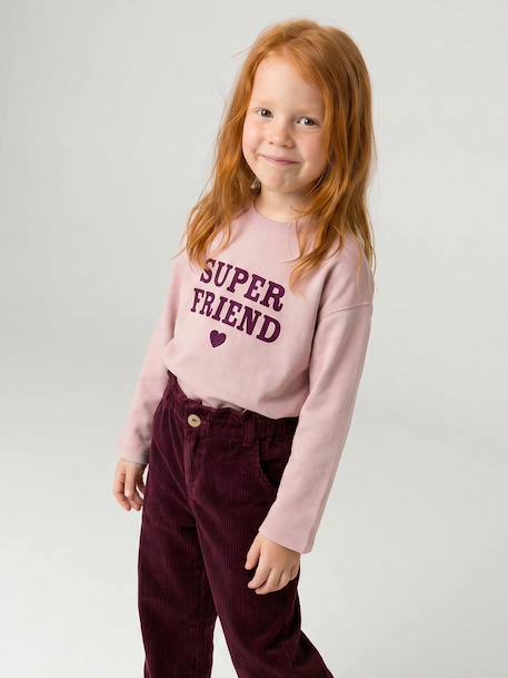 T-shirt manches longues fille encre+rose pâle+vert - vertbaudet enfant 