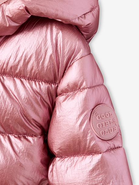 Doudoune fille légère à capuche effet brillant métallisé rose+rose pâle - vertbaudet enfant 