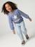 Sweat fille col rond manches longues bleu chambray+gris chiné - vertbaudet enfant 