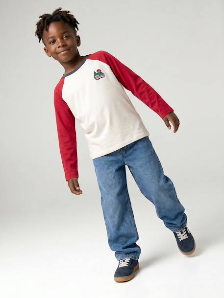T-shirt manches longues garçon bordeaux+ocre+vert sauge - vertbaudet enfant 