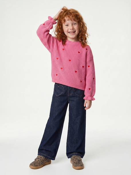 Meisjestrui met hartjes ecru+marineblauw+rozen - vertbaudet enfant 