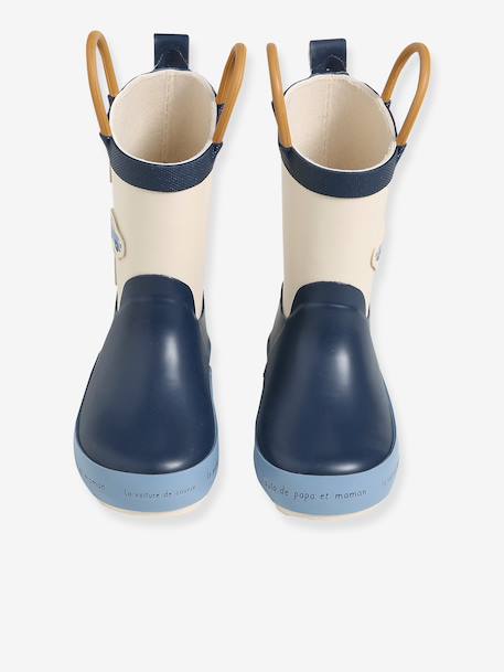 Bottes de pluie bébé détails ludiques bleu clair+marine+rayé marine+vert imprimé - vertbaudet enfant 