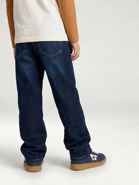 Rechte jeans voor jongens ongewassen denim+stone - vertbaudet enfant 