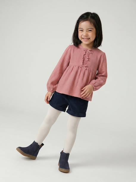 Blouse manches longues fille blush+écru - vertbaudet enfant 
