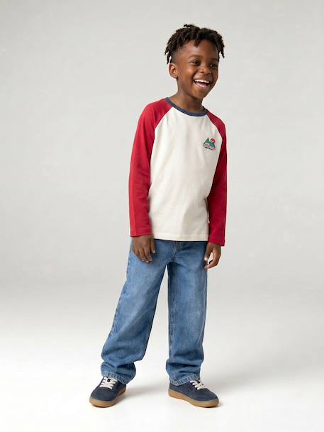 T-shirt manches longues garçon bordeaux+ocre+vert sauge - vertbaudet enfant 