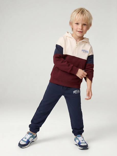 Joggingbroek jongen met print beige+dennen+marineblauw - vertbaudet enfant 