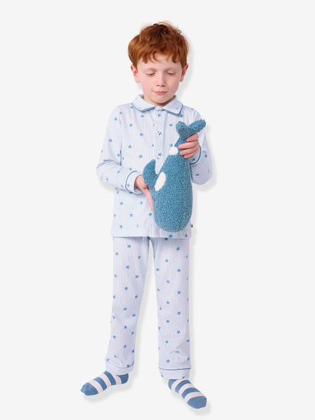 Pyjama boutonné imprimé étoiles bleu clair - vertbaudet enfant 