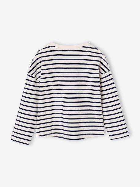 T-shirt marinière manches longues fille marine+mauve+rose bonbon - vertbaudet enfant 