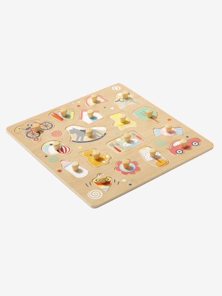 Puzzle bouton Happy en bois FSC® multicolore - vertbaudet enfant 
