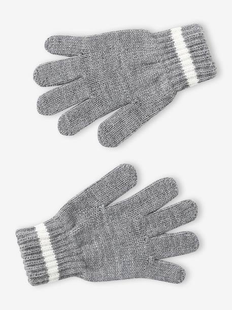 Jongensset muts, colsjaal en handschoenen gemêleerd grijs+nachtblauw - vertbaudet enfant 