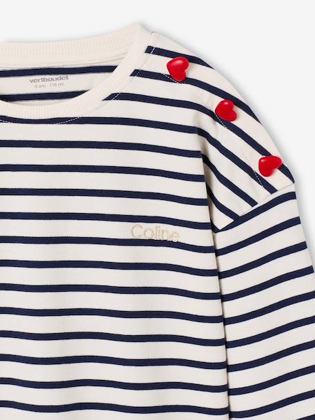 Meisjesshirt met strepen en lange mouwen marineblauw+snoepjesroze+zachtpaars - vertbaudet enfant 