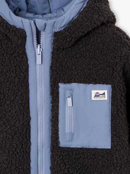 Blouson réversible à capuche garçon bleu grisé+vert sapin - vertbaudet enfant 