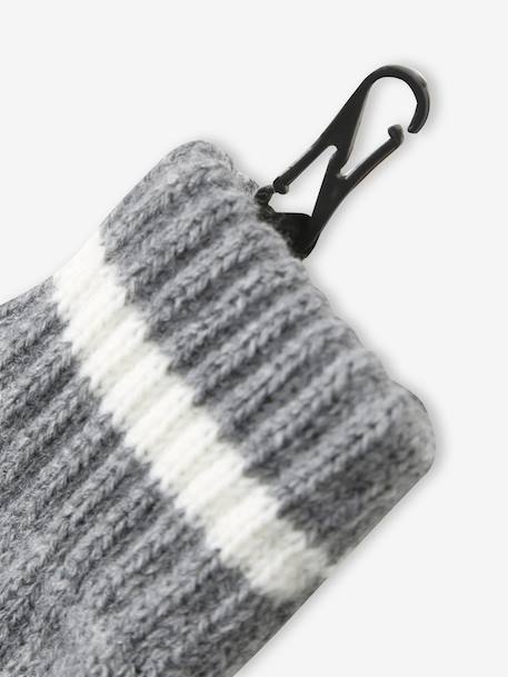 Ensemble garçon bonnet, snood et gants bleu nuit+gris chiné - vertbaudet enfant 