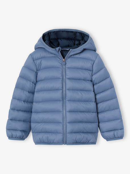 Doudoune garçon légère à capuche bleu grisé+bleu moyen+bordeaux+marine+noir+noisette+noix de pécan+olive+rouge+vert émeraude - vertbaudet enfant 