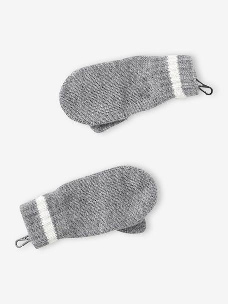 Ensemble garçon bonnet, snood et gants bleu nuit+gris chiné - vertbaudet enfant 