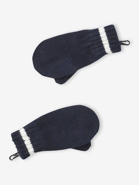 Jongensset muts, colsjaal en handschoenen gemêleerd grijs+nachtblauw - vertbaudet enfant 