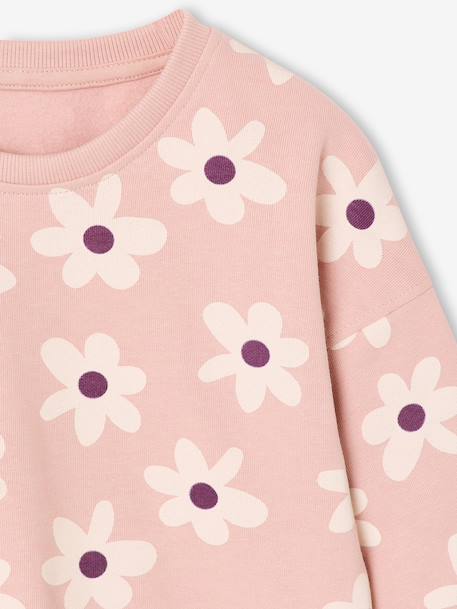 Sweat fille col rond écru+ivoire+rose pâle+taupe - vertbaudet enfant 