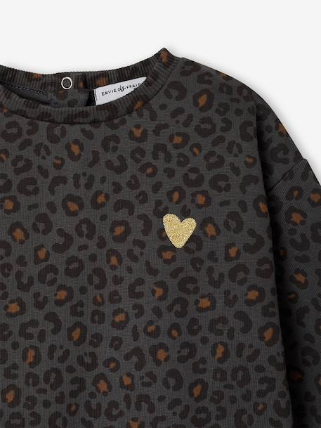 Babysweater met luipaardprint capsulecollectie moeder-dochter ENVIE DE FRAISE beige+donkergrijs - vertbaudet enfant 
