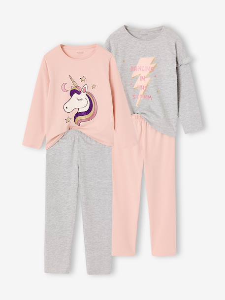 Lot de 2 pyjamas fille rose poudré - vertbaudet enfant 