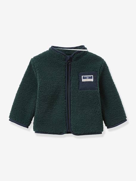 Gilet zippé sherpa bébé vert sapin - vertbaudet enfant 