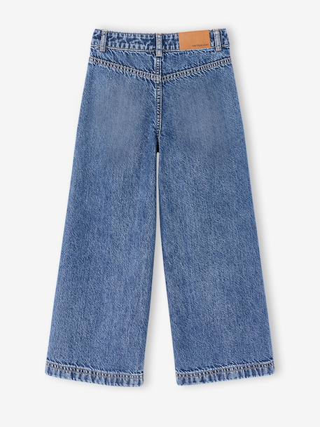 Jean large fille bleu moyen+denim brut - vertbaudet enfant 