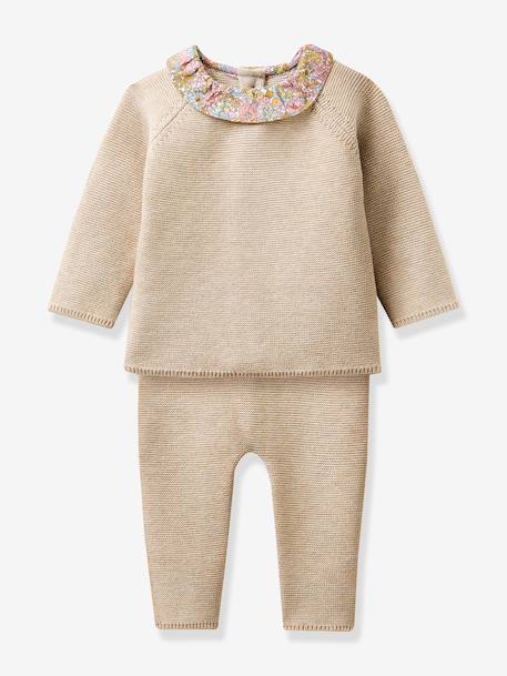 Ensemble pantalon pull col fleuri rose - vertbaudet enfant 