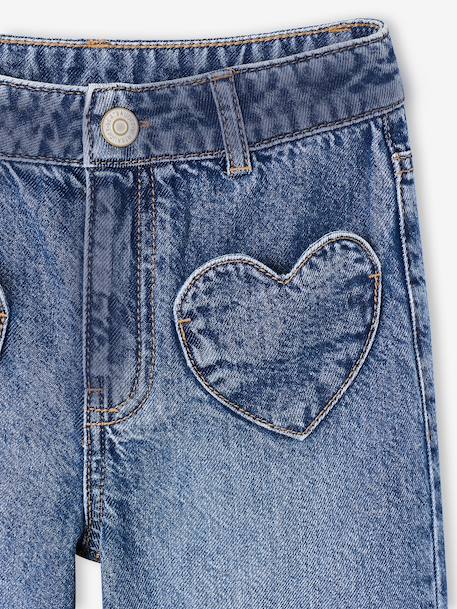Jean large fille bleu moyen+denim brut - vertbaudet enfant 