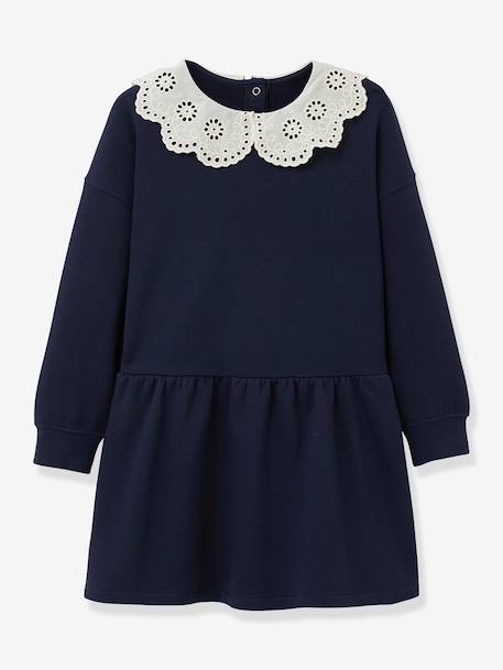 Jurk met XL-kraag CYRILLUS marineblauw - vertbaudet enfant 