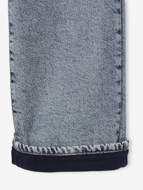 Wijde jeans met fleecevoering middenblauw - vertbaudet enfant 