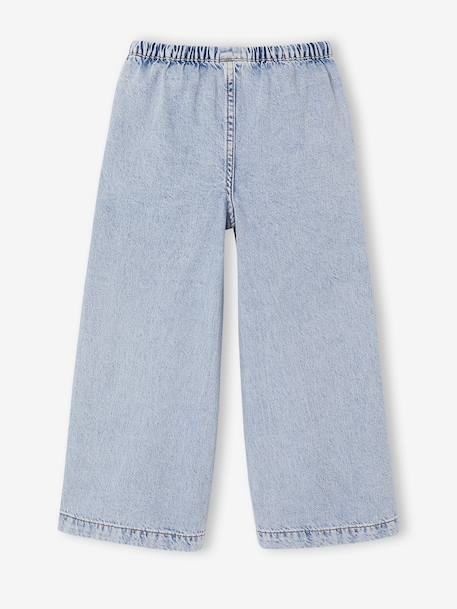 Pantalon large fille bleu moyen+denim bleached - vertbaudet enfant 