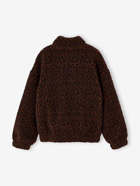 Sweat sherpa fille col montant zippé chocolat - vertbaudet enfant 