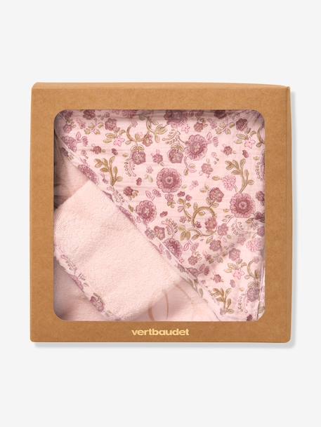 Cape de bain et gant LATIKA rose imprimé - vertbaudet enfant 