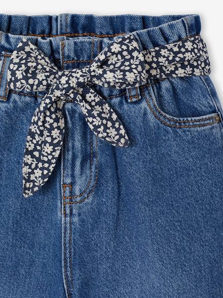 Jean large paperbag fille bleu foncé+bleu moyen - vertbaudet enfant 