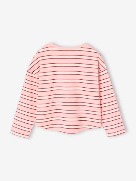 Meisjesshirt met strepen en lange mouwen marineblauw+snoepjesroze+zachtpaars - vertbaudet enfant 