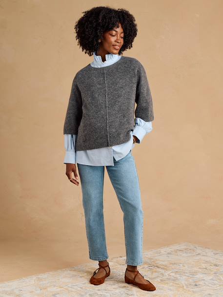 Jean mom de grossesse denim noir+stone - vertbaudet enfant 