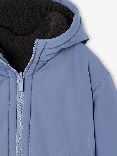 Omkeerbaar jack met capuchon jongen dennen+grijsblauw - vertbaudet enfant 