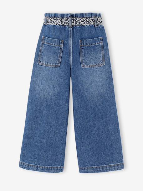 Jean large paperbag fille bleu foncé+bleu moyen - vertbaudet enfant 