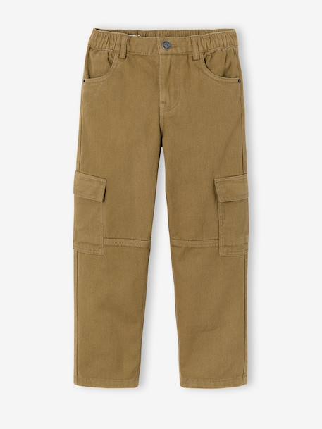Pantalon battle garçon bleu jean+olive - vertbaudet enfant 