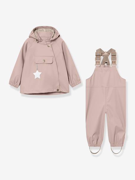 Kinderset: regenjas & waterdichte broek MATWAINIS donkerblauw+groen+vieux rose - vertbaudet enfant 