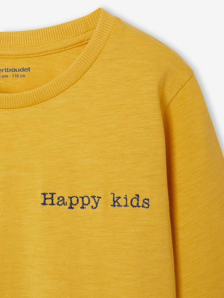 Personaliseerbare gekleurd T-shirt voor jongens met lange mouwen antraciet+BLAUW+dennen+geel+groengrijs+lichtgeel+rood - vertbaudet enfant 
