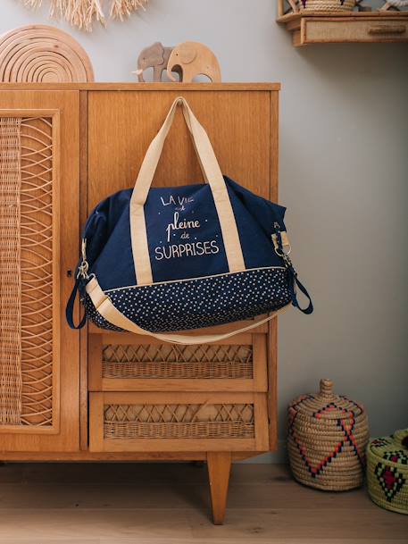 Sac à langer week-end MALAGA MARINE GRISE+sauge+vert imprimé - vertbaudet enfant 