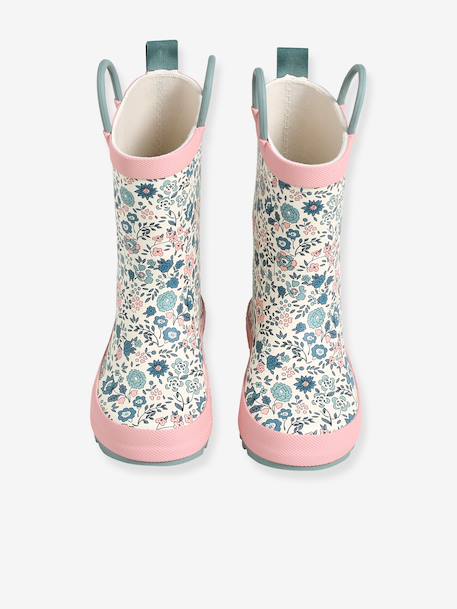 Bottes pluie fille caoutchouc bleu imprimé+écru+lot rose - vertbaudet enfant 