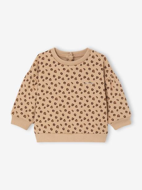 Sweat-shirt imprimé motif léopard taupe+vanille - vertbaudet enfant 