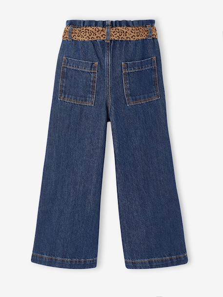 Jean large paperbag fille bleu foncé+bleu moyen - vertbaudet enfant 