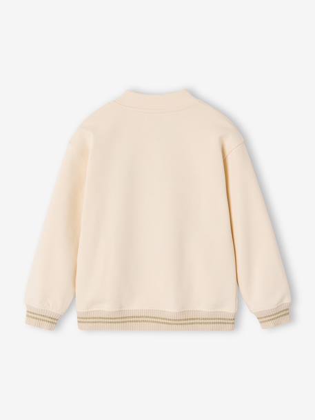 Sweat style teddy fille en molleton beige+gris chiné+marine - vertbaudet enfant 