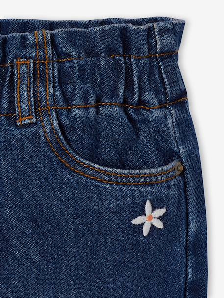 Paperbag jeans voor meisjes donkerblauw+middenblauw - vertbaudet enfant 